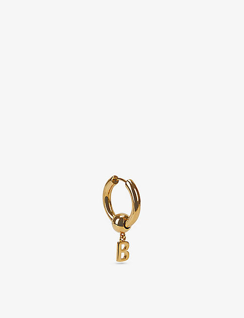 BALENCIAGA: B gold-toned sterling silver hoop earring