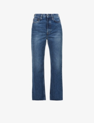 TOTEME: Raw-hem straight-leg high-rise organic-cotton jeans