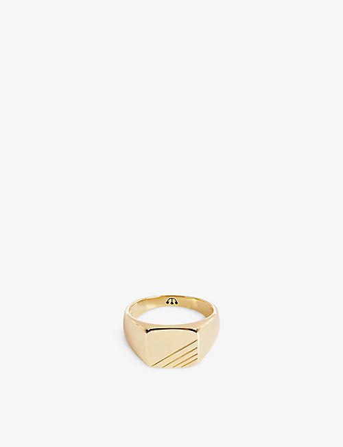 PAWNSHOP: Double Stripe yellow gold-plated recycled sterling-silver signet ring