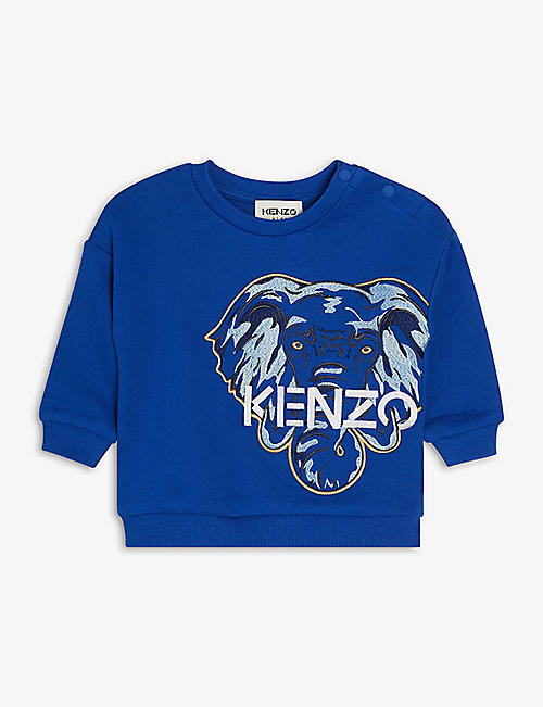 KENZO: Elephant and logo-embroidered cotton sweatshirt 6 months-3 years