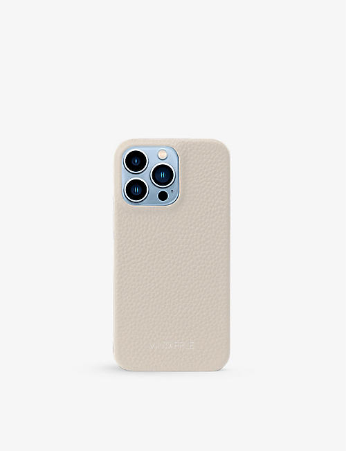 MINTAPPLE: Top Grain branded iPhone 13 Pro leather phone case
