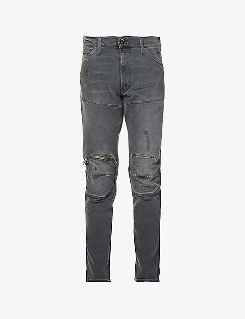 G-STAR: 3D skinny zip-knee stretch organic cotton-denim jeans
