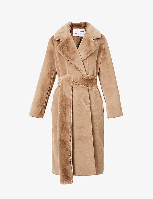 PROENZA SCHOULER WHITE LABEL: Belted single-breasted faux-fur coat