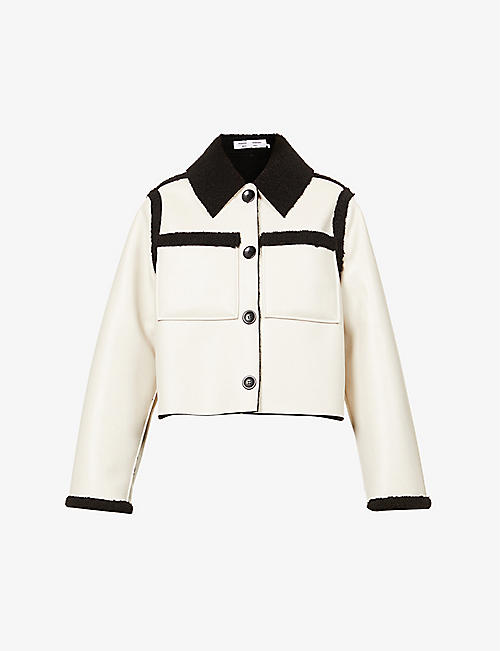 PROENZA SCHOULER WHITE LABEL: Reversible boxy-fit leather and faux-shearling jacket