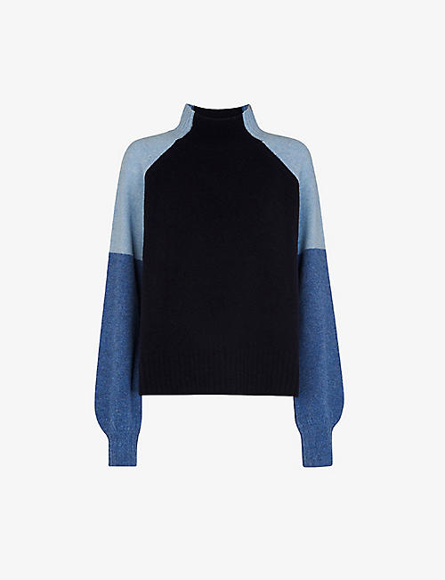 WHISTLES: Colour-block merino-wool jumper