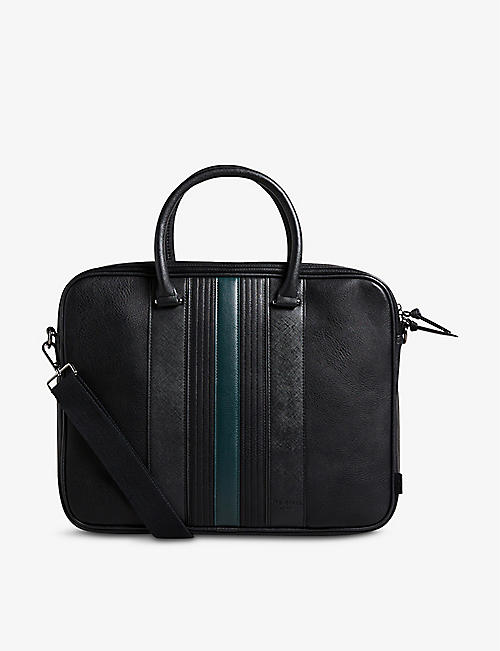 TED BAKER: Nevver striped PU leather document bag