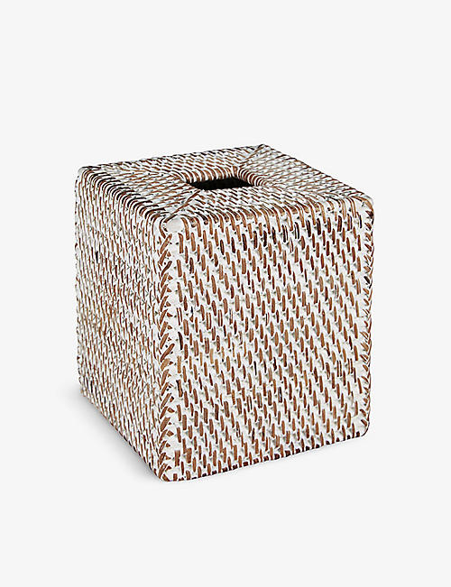 THE WHITE COMPANY: Rattan woven tissue box cover 15cm