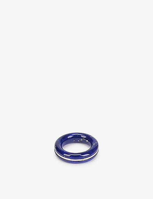 BY PARIAH: Stacker recycled 14ct yellow gold and lapis lazuli stone ring
