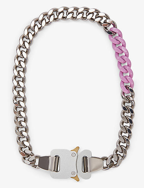 1017 ALYX 9SM: Cubic silver-toned brass and acrylic chain necklace