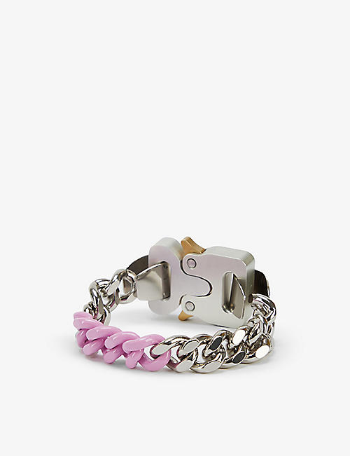 1017 ALYX 9SM: Cubic rollercoaster-buckle silver-toned brass and acrylic bracelet
