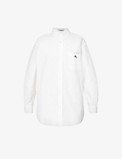 ETRO: Logo-embroidered regular-fit cotton-poplin shirt