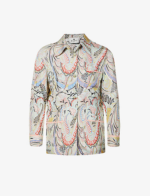 ETRO: Bird abstract-print silk shirt