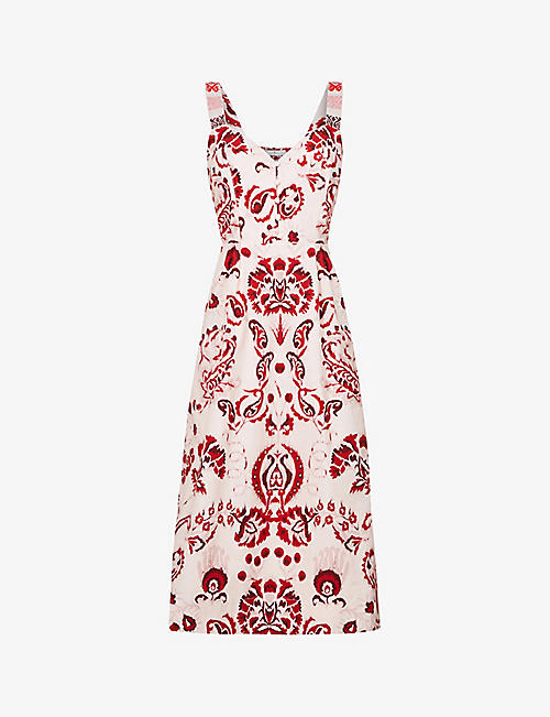 ETRO: Grace floral-pattern cotton midi dress