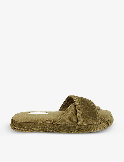 SKIN: Kyoto cross-over cotton-towelling slides