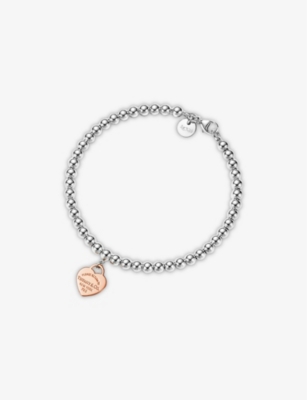 TIFFANY & CO: Return to Tiffany Heart Tag medium 18ct rose-gold and sterling silver bracelet