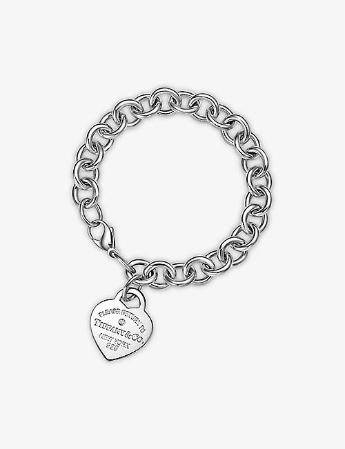 TIFFANY & CO: Return to Tiffany Heart Tag medium sterling silver and 0.02ct diamond bracelet