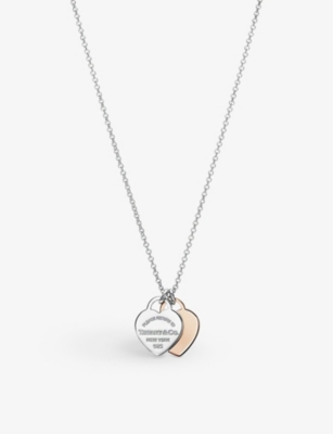 Tiffany & Co Womens Silver/rose Gold Return To Tiffany Double Heart 18ct Rose-gold And Sterling Silv