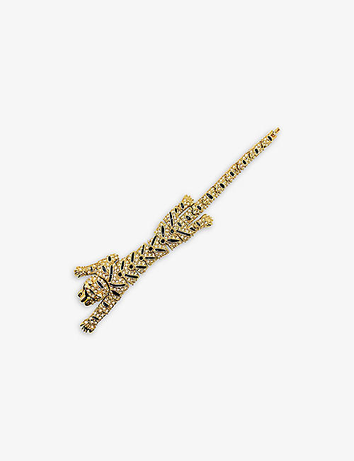 JENNIFER GIBSON JEWELLERY: Pre-loved gold-plated metal, enamel and crystal cuff bracelet