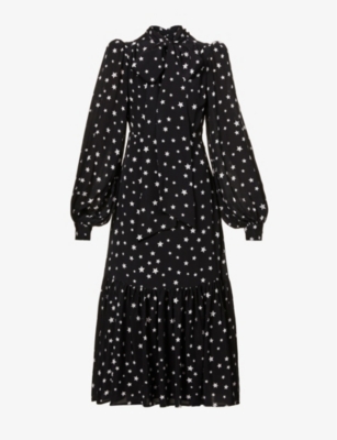 Queens Of Archive Suzi Stardust Star-print Crepe Midi Dress In Stardust ...