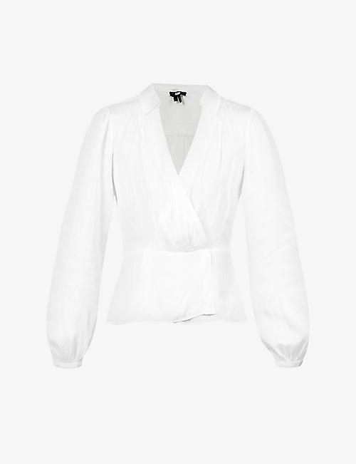PAIGE: Karla wrap-front woven blouse