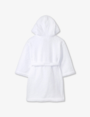 Shop The Little White Company Boys White Kids Snuggle Tie-waist Hooded Woven Robe 1-6 Years