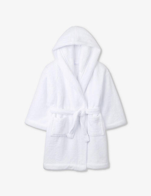 THE LITTLE WHITE COMPANY: Snuggle tie-waist hooded woven robe 1-6 years
