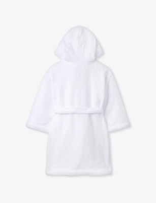 THE LITTLE WHITE COMPANY: Snuggle tie-waist hooded woven robe 7-10 years