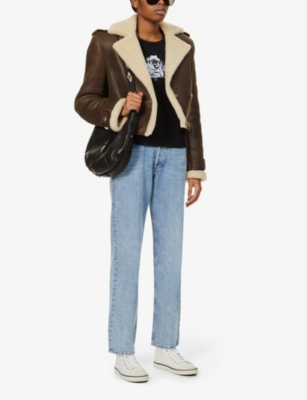 Agolde Blue Jeans With Wide Leg And Logo Patch On The Rear In Blue