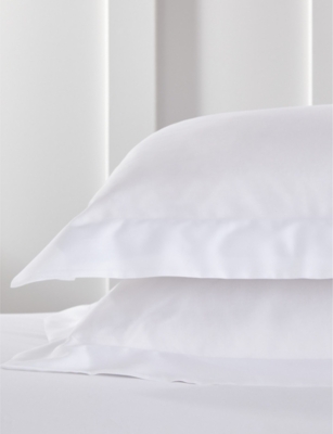 The White Company White Bordered Super-king Cotton Oxford Pillowcase 50cm X 90cm