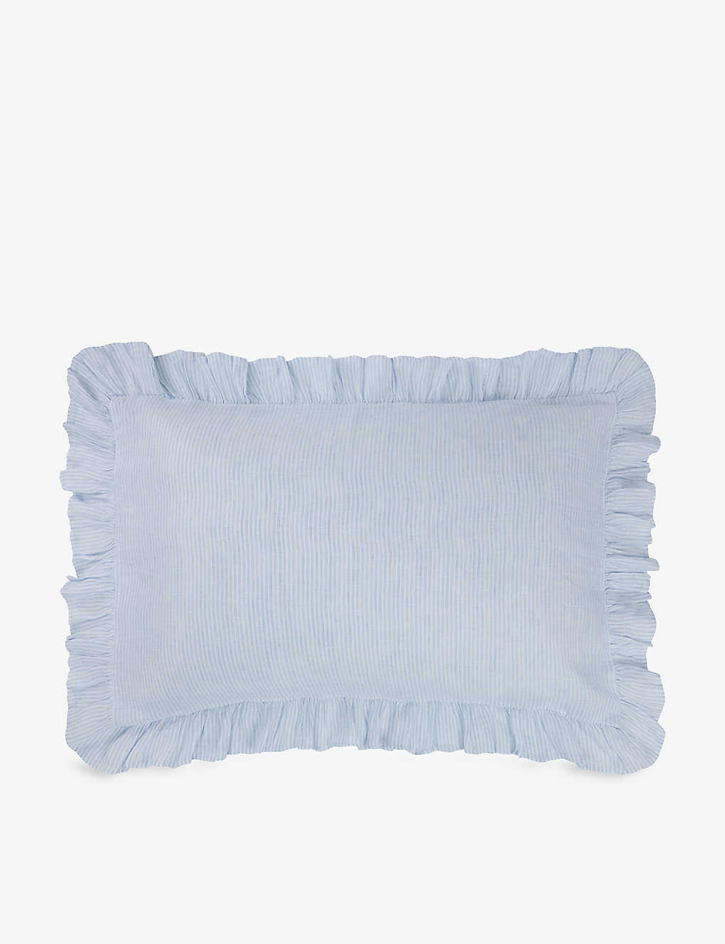 The White Company White/blue Kara Pinstripe Oxford Super-king Linen-blend Pillowcase 50cm X 90cm