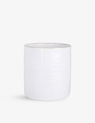 THE WHITE COMPANY: Ribbed small stone plant pot 13cm x 13cm