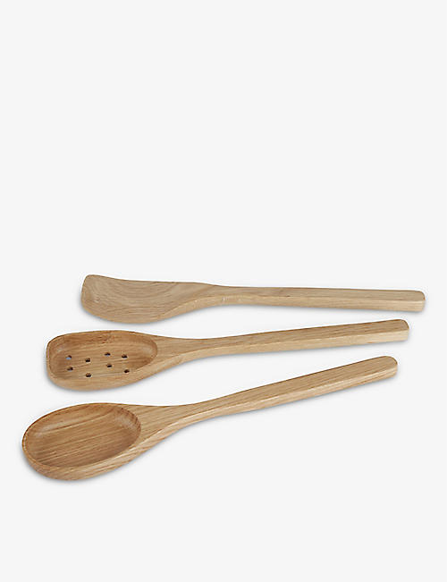 THE WHITE COMPANY: Engraved wooden kitchen utensils set of three