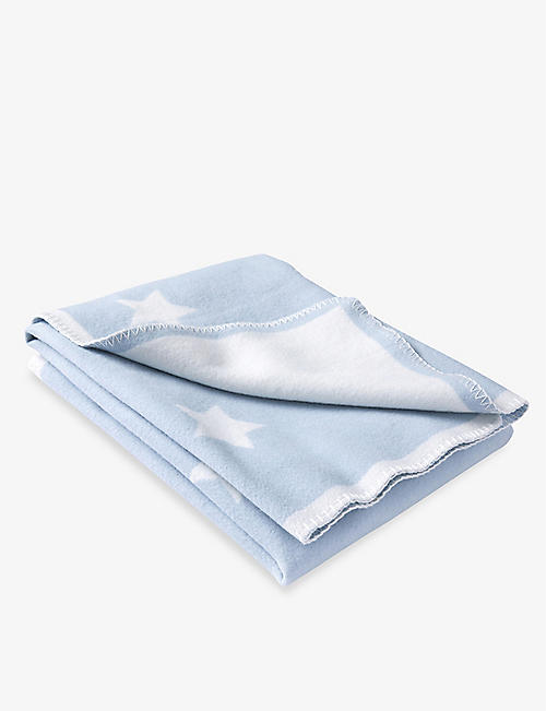 THE LITTLE WHITE COMPANY: Star-intarsia reversible knit-cotton baby blanket 75cm x 100cm
