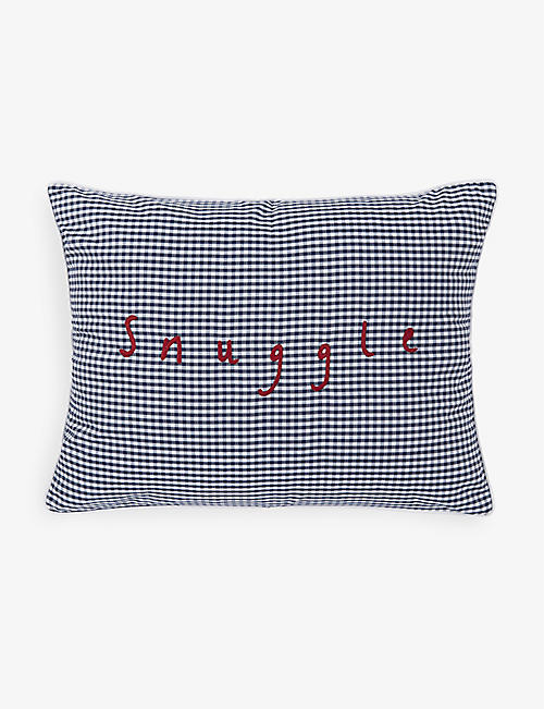 THE LITTLE WHITE COMPANY: Snuggle embroidered cotton-blend cushion30cm x 40cm