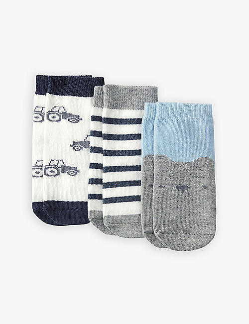 THE LITTLE WHITE COMPANY: Patterned cotton socks set of three 2-6 years