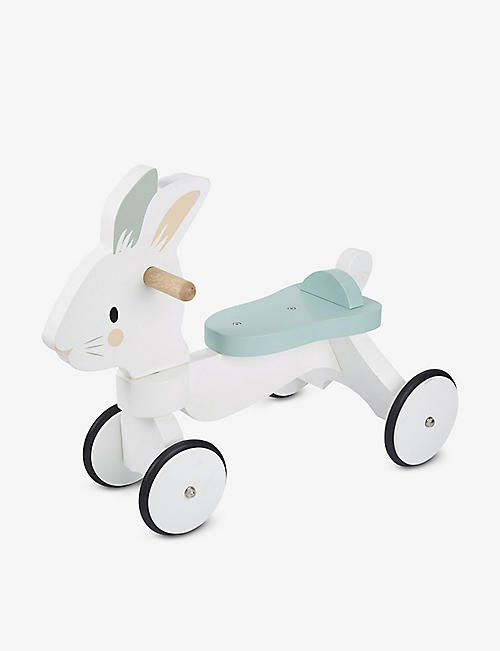THE LITTLE WHITE COMPANY: Bunny rubberwood ride-on toy 57.5cm