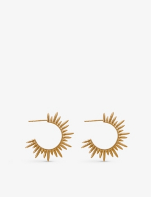 Rachel Jackson Midi Deco Sunray Medium 22ct Yellow Gold-plated Sterling-silver Hoop Earrings In Gold
