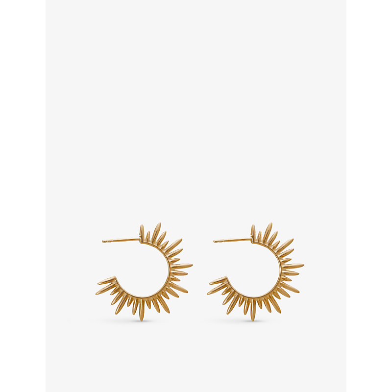 Shop Rachel Jackson Women's Gold Midi Deco Sunray Medium 22ct Yellow Gold-plated Sterling-silver Hoop Ear