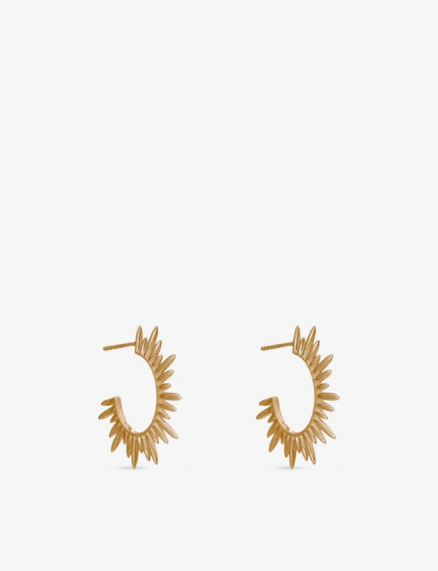 Midi Deco Sunray medium 22ct yellow gold-plated sterling-silver hoop earrings