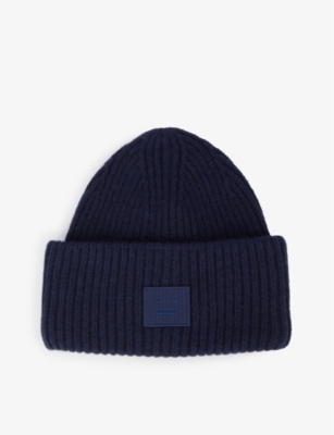 ACNE STUDIOS: Pansy logo-patch wool beanie hat