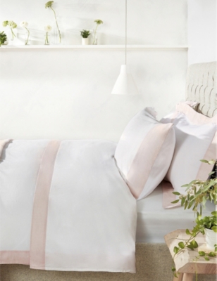 The White Company Petalstrpe Portobello Single Cotton Flat Sheet