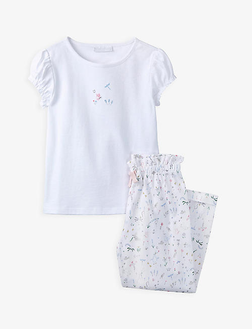THE LITTLE WHITE COMPANY: Spring Meadow cotton-jersey pyjamas 1-12 years