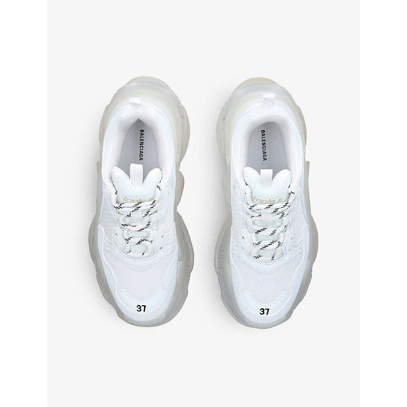 Shop Balenciaga Women's White Women's Triple S Clear Sole Faux-leather And Mesh Trainers In White/oth