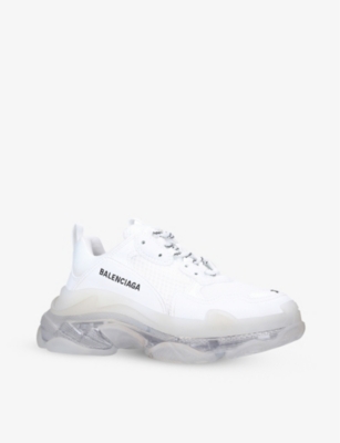 BALENCIAGA Women's Triple S Clear Sole faux-leather and mesh trainers