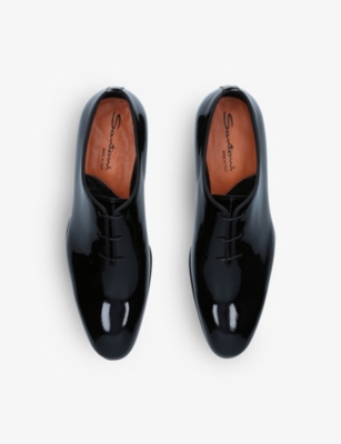 Shop Santoni Men's Black Carter Patent-leather Oxford Shoes