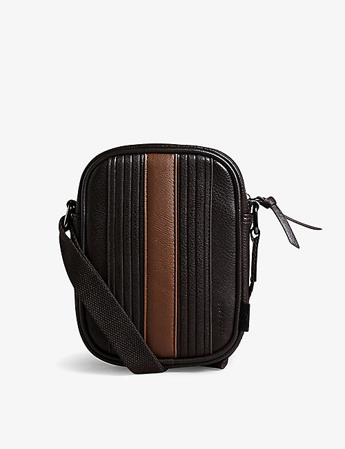 TED BAKER: Evver striped PU leather flight bag