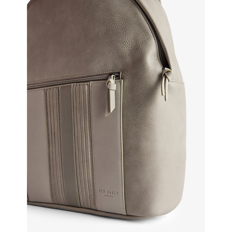 Shop Ted Baker Esentle Stripe-design Faux-leather Backpack In Lt-grey