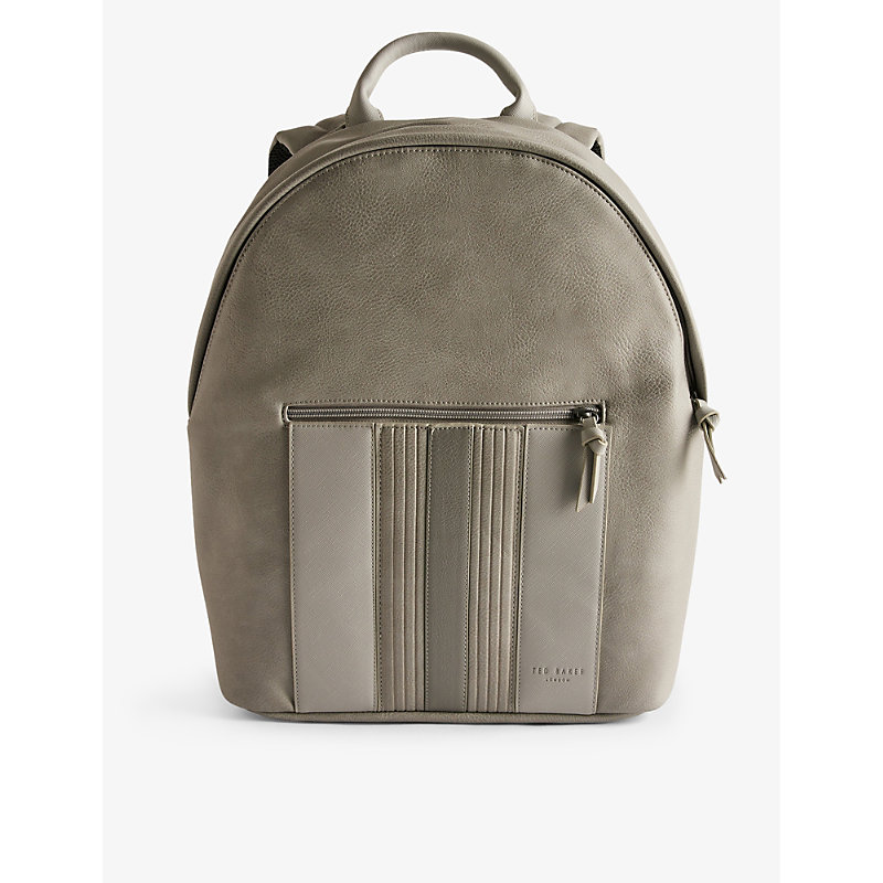 Shop Ted Baker Esentle Stripe-design Faux-leather Backpack In Lt-grey