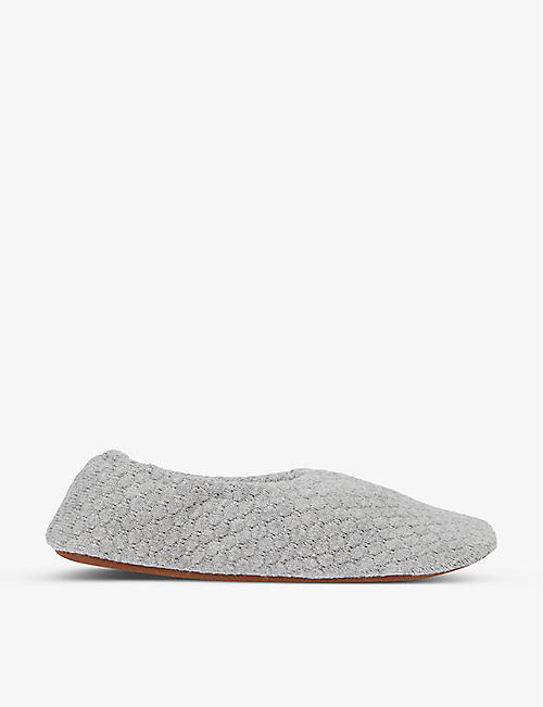 SKIN: Square-toe quilted cotton and cashmere-blend slippers