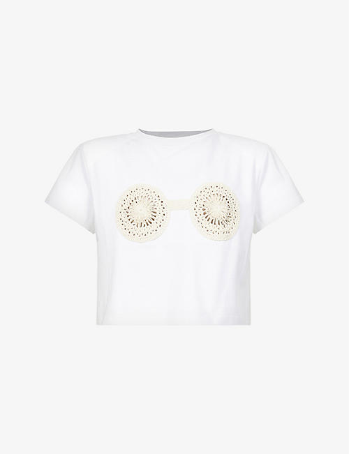 MAGDA BUTRYM: Crotchet-detail cropped cotton-jersey T-shirt